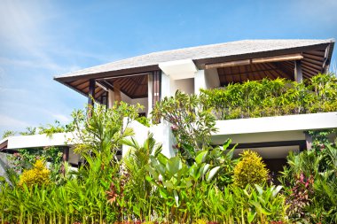 Yeşil süs bitkileri Bahçe ile modern bir otel 