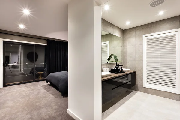 Modern washroom with a window and hallway — Stock Photo, Image