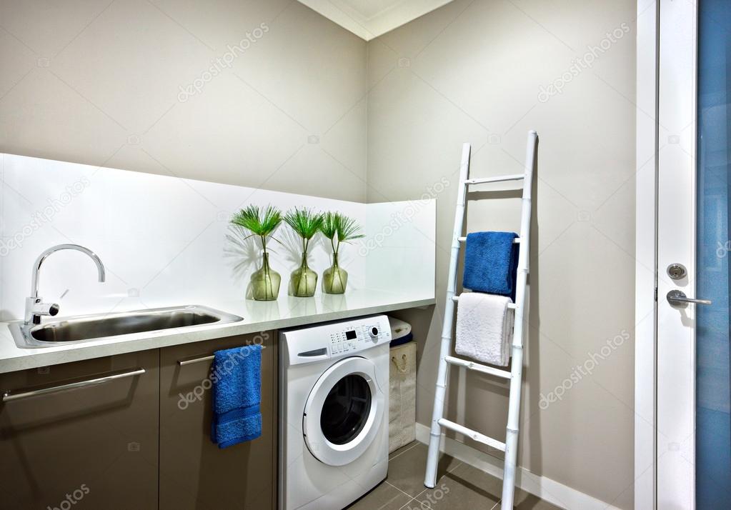 Washing area with a washing machine of a modern house