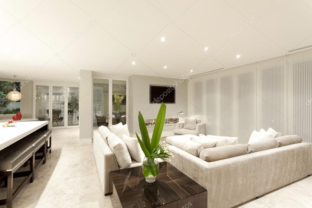 Spacious gray coloured living room