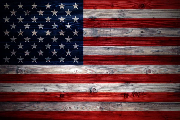 木製の背景にアメリカ国旗 — ストック写真