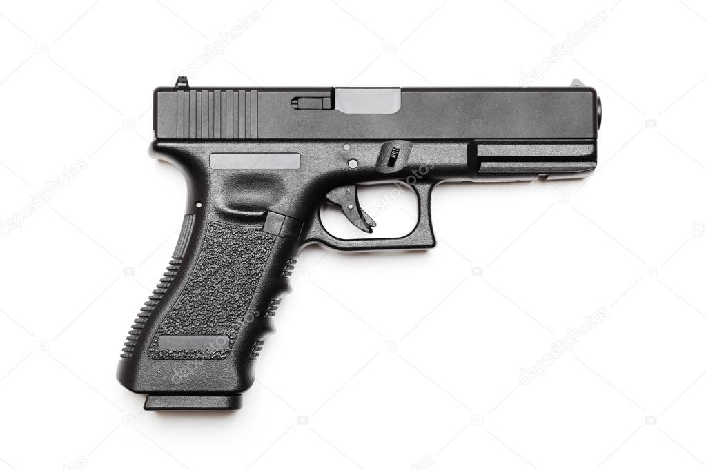Automatic pistol isolated on white background