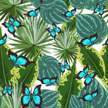 Tropikal kelebekler ile sorunsuz arka plan