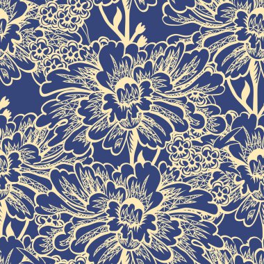 Soyut vektör seamless modeli dantel çiçekler ile