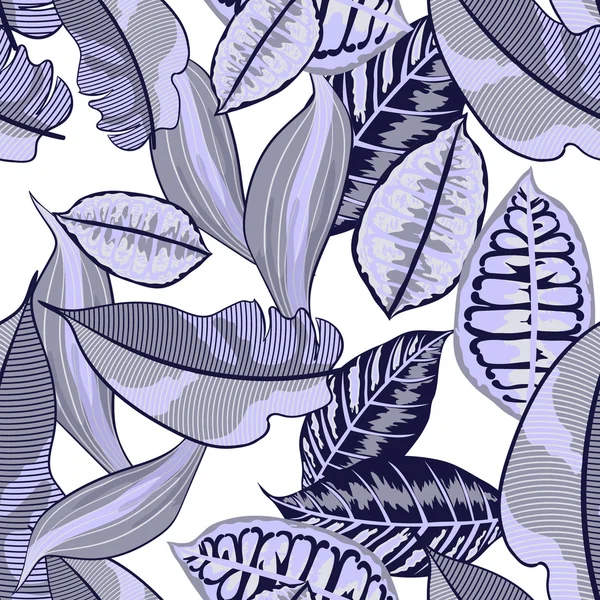 Fond sans couture avec des feuilles tropicales tropicales — Image vectorielle