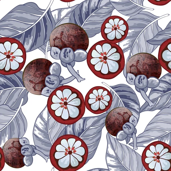 Fond sans couture avec des fruits tropicaux — Image vectorielle