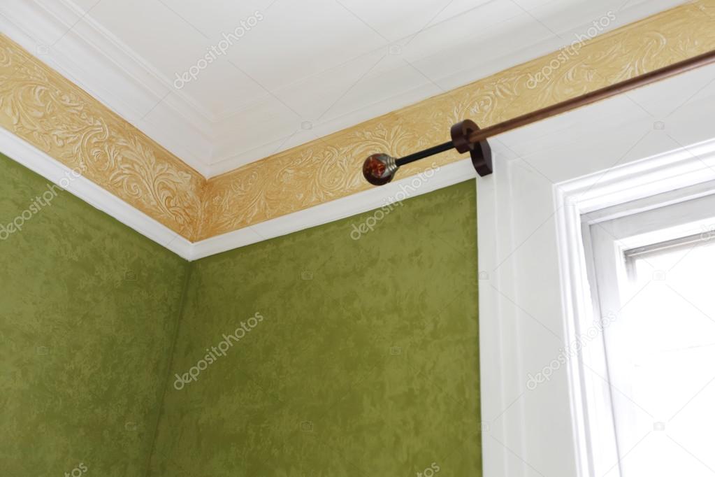 Panted Old House Corner With Window Trim And Details