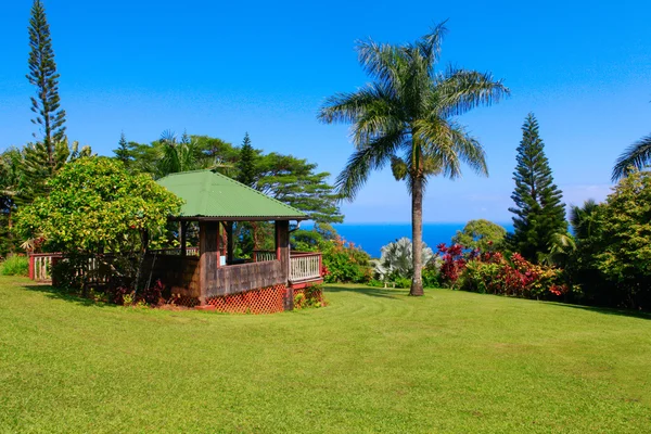 Gazebo en jardín tropical. Jardín del Edén, Maui Hawaii —  Fotos de Stock