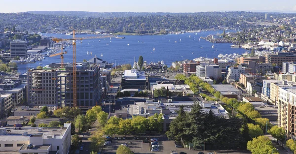 Seattle, United States - March 23, 2011: Seattle downtown, South Lake Union areal view from Virginia. — Stock Photo, Image