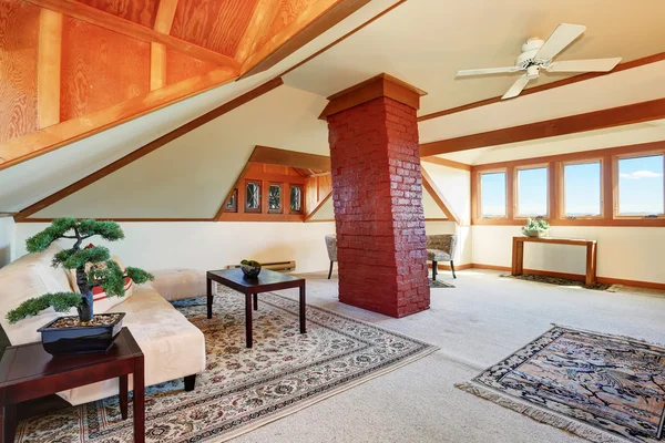 Large upstairs living room with cozy sitting area. — Stock Photo, Image