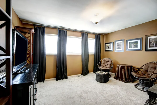 Living room interior in black and brown tones — Stock Photo, Image