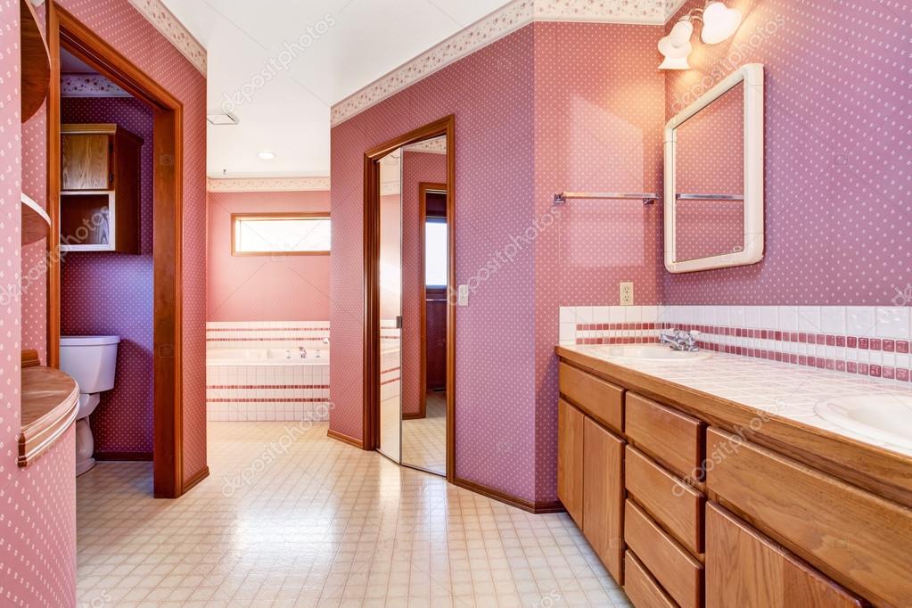 Luxury Pink Bathroom Interior Design Stockfoto