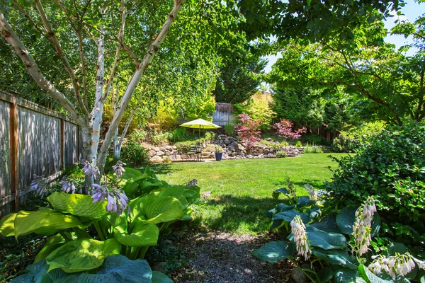 Backyard garden with beautiful landscape — Stock Photo, Image