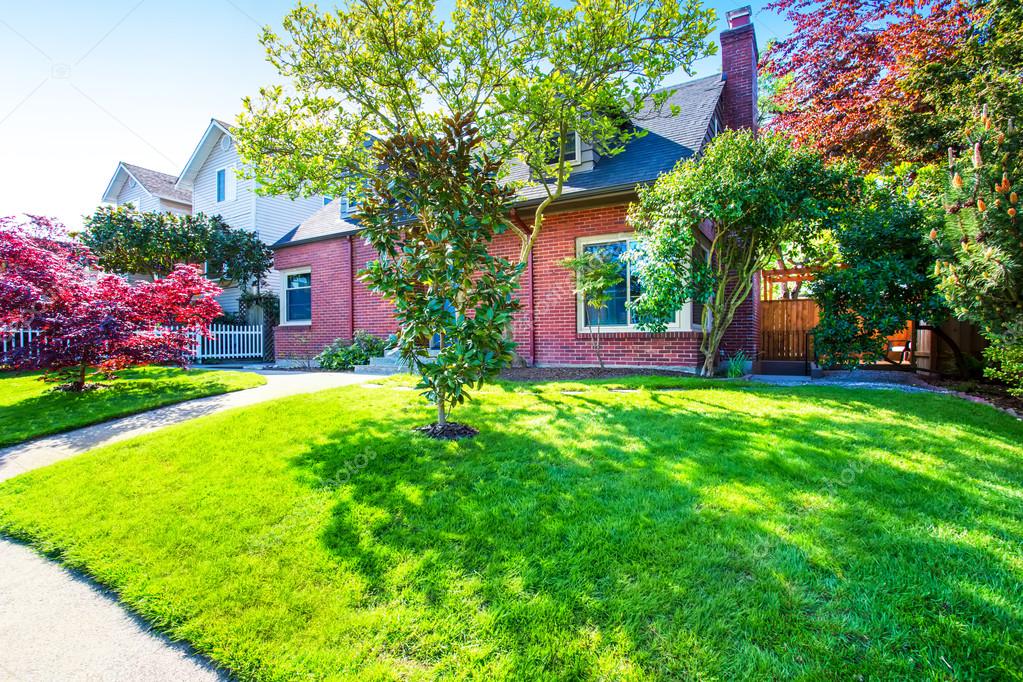 Hermoso jardín con césped y flores — Foto de stock © iriana88w #120378792