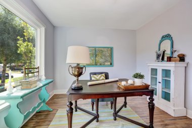 Ev ofis iç. Eski stil evinde Vintage ahşap Resepsiyon.