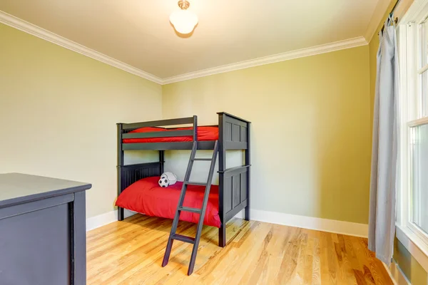 Empty boys bedroom with black bunk bed. — Stock Photo, Image