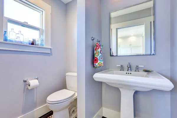 Pastel Lavender walls in old style half bathroom — Stock Photo, Image