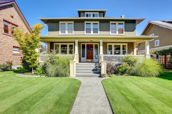 Nice curb appeal of American craftsman style house. Royalty Free Stock Images