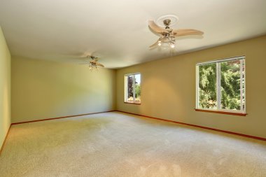 Halı zemin ve çok yer boş oda