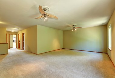 Halı zemin ve çok yer boş oda