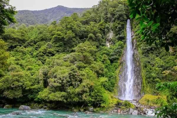 Air terjun di hutan di Taman Nasional Westland, Selandia Baru — Stok Foto