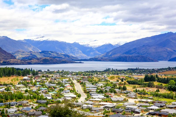 Vista panorámica del lago Wanaka ciudad. Nueva Zelanda —  Fotos de Stock