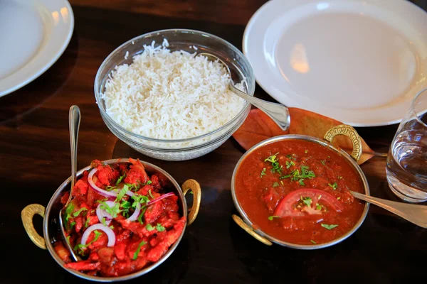 Tasty Steamed rice with tomato sauce served in cafe, Timaru, New Zealand — Stock Photo, Image