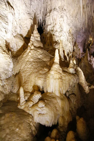 Sztalagmitok és cseppkövek Ruakuri barlang, az Waitomo, NZ — Stock Fotó