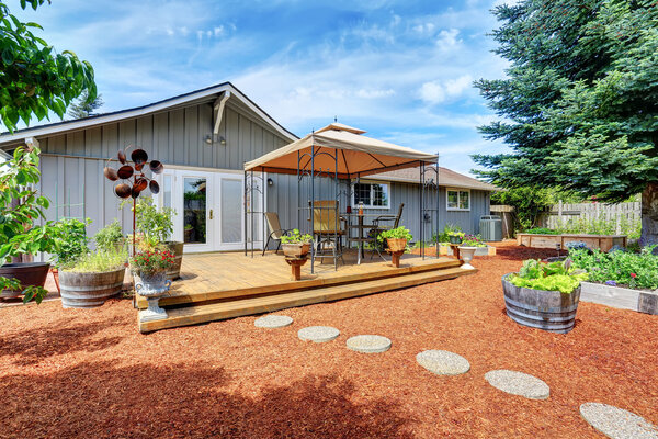 Small garden beds at the backyard. 