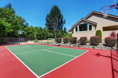 Suburban lüks evin özel basketbol sahası