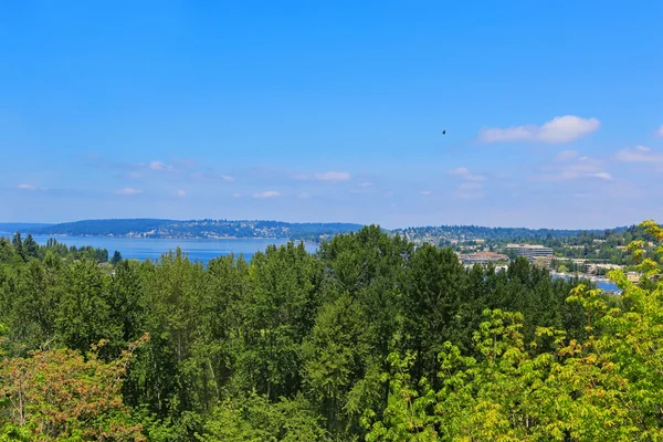 Vista panorâmica da baía a partir do deque. Estado de Washington — Fotografia de Stock