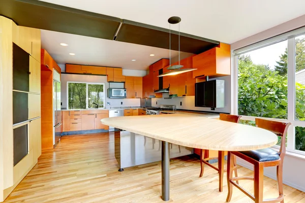 Modern bright orange kitchen room — Stock Photo, Image