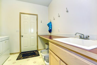 tezgah üstü lavabo ile çamaşır odası