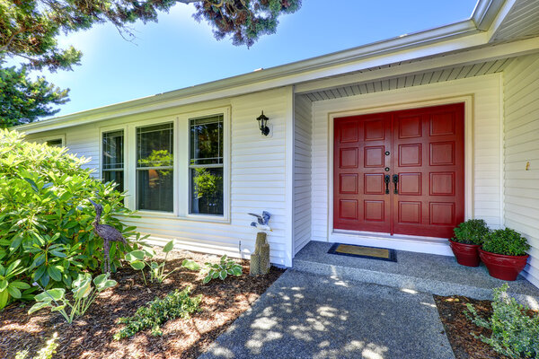 Entrance porch with red door