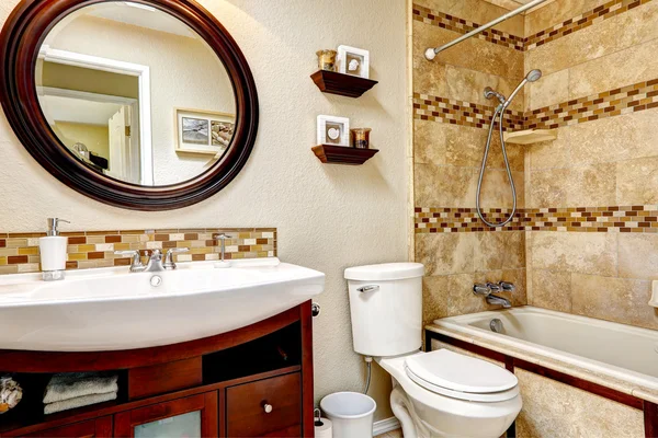 Bathroom with tile wall trim — Stock Photo, Image