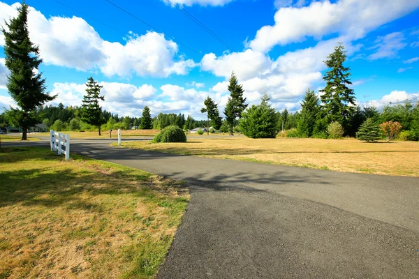 Gröna landskapet. privata uppfart till bondgård — Stockfoto