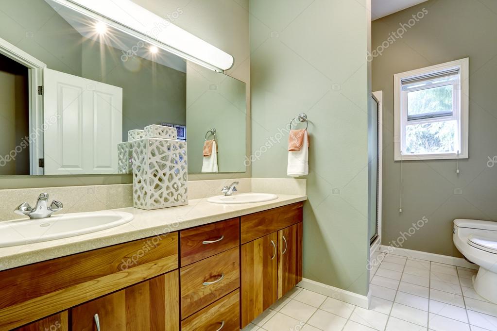 Bathroom Interior In Soft Mint Color Stock Photo