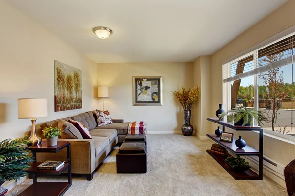 Luminosa sala de estar en apartamento moderno —  Fotos de Stock