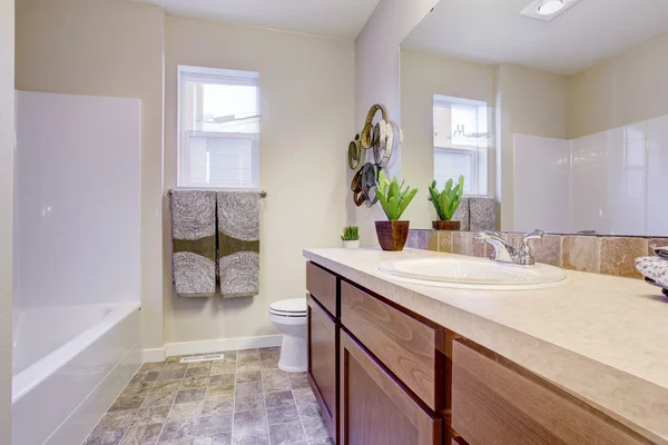 Menyegarkan kamar mandi putih di rumah kosong — Stok Foto