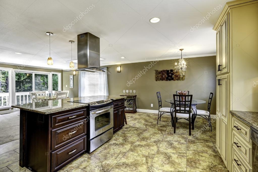 Granite Top And Hood Stock Photo, Built In Kitchen Island