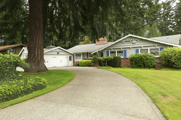 House with driveway and landscape — Stock Photo, Image