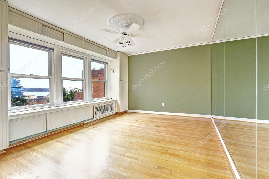 Empty apartment interior in old residential building with bay vi