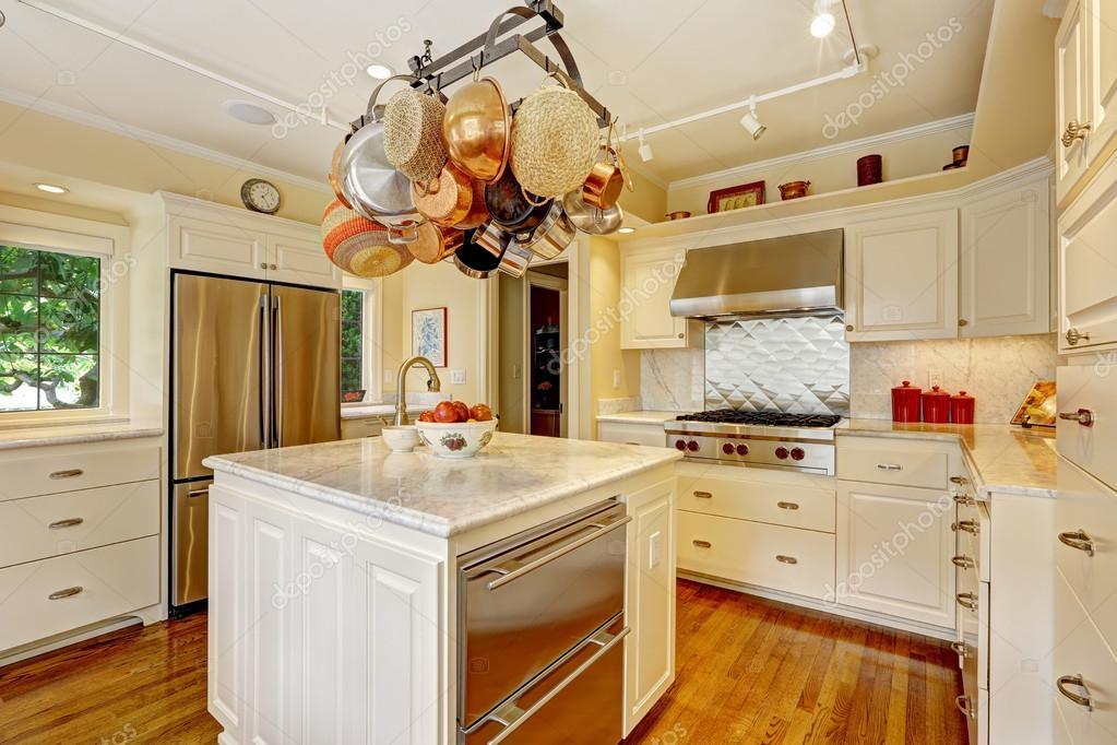 Kitchen Room With Island And Hanging Pot Rack Stock Photo By Iriana88w 53955817 Island And Hanging Pot Rack Stock Photo, Hanging Pot Rack Over Kitchen Island