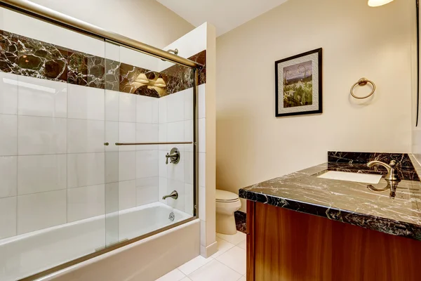 Interior kamar mandi dengan trim granit hitam — Stok Foto