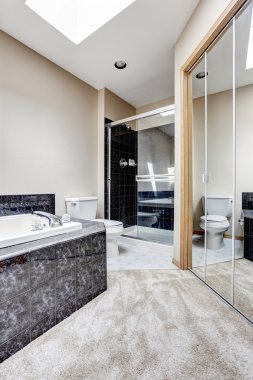 siyah granit fayans döşeme ile parlak banyo iç 