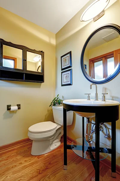 Modern black and white washbasin stand with glass shelf — Stock Photo, Image