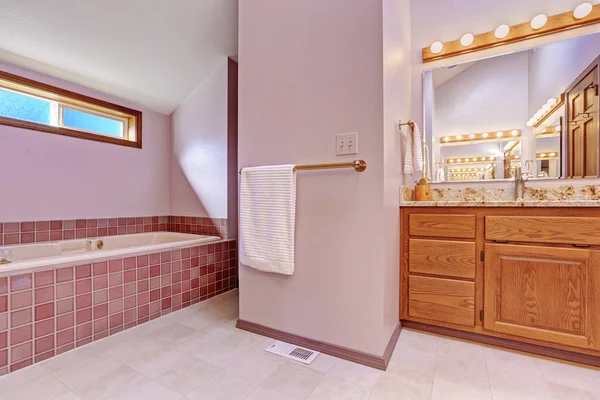 Interior del baño en tono rosa claro — Foto de Stock