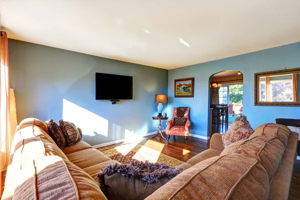 Světle modré obývací pokoj — Stock fotografie