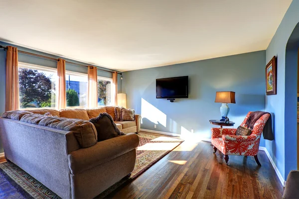Světle modré obývací pokoj — Stock fotografie