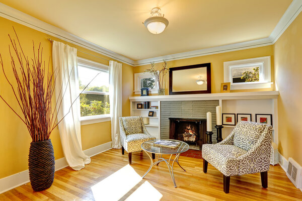 Cozy sitting area by the fireplace